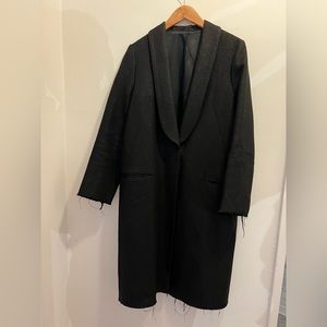 COS Long Black Coat with Shimmer